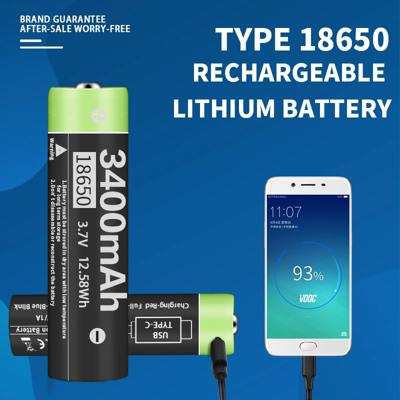 EXPUNKN оригинальный 18650 3 7 в 3400 мАч USB перезаряжаемый литий-ионный аккумулятор для