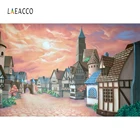 Фон для фотосъемки детей Laeacco, сказочный рисунок, деревня, городской замок, облака, фоны для фотографий