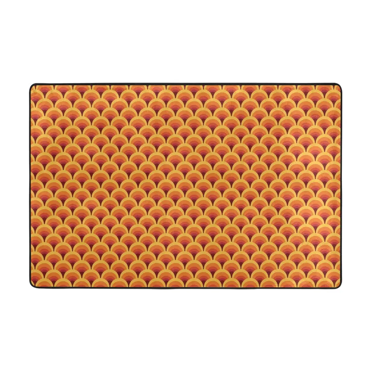 

Orange Wave Retro Pattern Doormat Carpet Mat Rug Polyester Anti-slip Floor Decor Bath Bathroom Kitchen Living Room 60x90