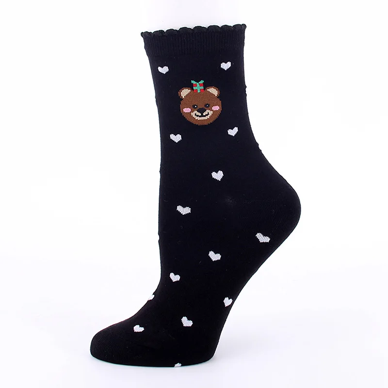 X Cotton Socks Cute Funny Women Sock Colorful Cartoon Kawaii Santa Elk Socks Christmas Gift For Girls Cute funny design#F - Цвет: X