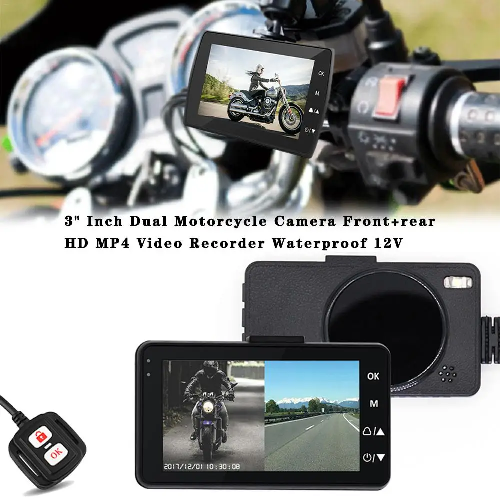 3 дюйма проводной Водонепроницаемый мотоцикл видео Регистраторы HD 1080P передние и
