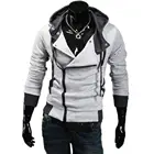 Размера плюс Мужское пальто с длинным рукавом с диагональным молниям капюшон свободное спортивное пальто для мужчин одежда темно-серая M-5XL мужская куртка
