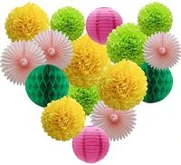 party decorations kit 16pcs paper tissue honeycomb balls lanterns paper pom poms flowers hanging fan for wedding birthday party