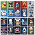 Алмазная 5D картина сделай сам с мультяшными животными, кристальная мозаика, Акула, слон, енот, кошка, полная круглая вышивка, вышивка крестиком, Декор