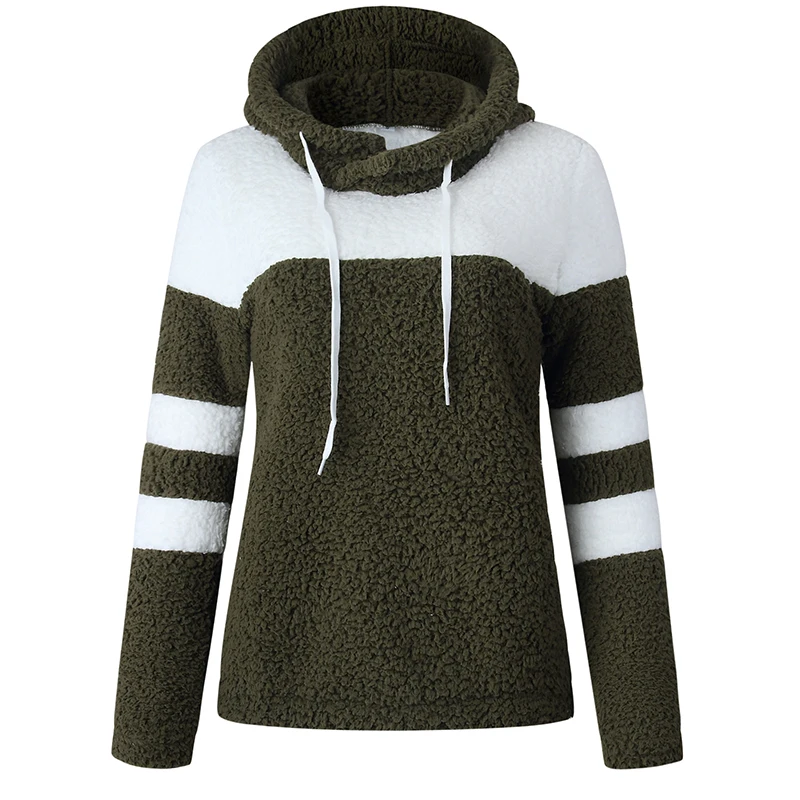 UZZDSS Женская осенне-зимняя толстовка с капюшоном, свитер, Топ с длинным рукавом, Лоскутная Туника, женская, на шнуровке, на шнурке, Женский пуловер, одежда