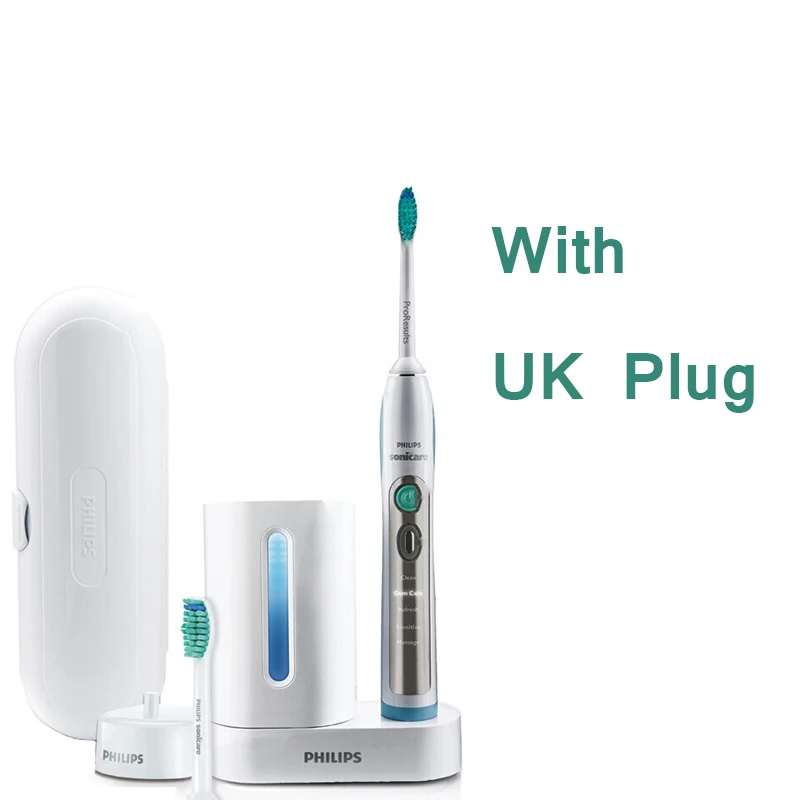 HX6972 Add UK Plug Электрическая зубная щетка Philips Sonicare HX6972/10 Smartimer и Quadpacer, белая и серебристая, водонепроницаемая, перезаряжаемая для взрослых - Цвет: HX6972 Add UK Plug