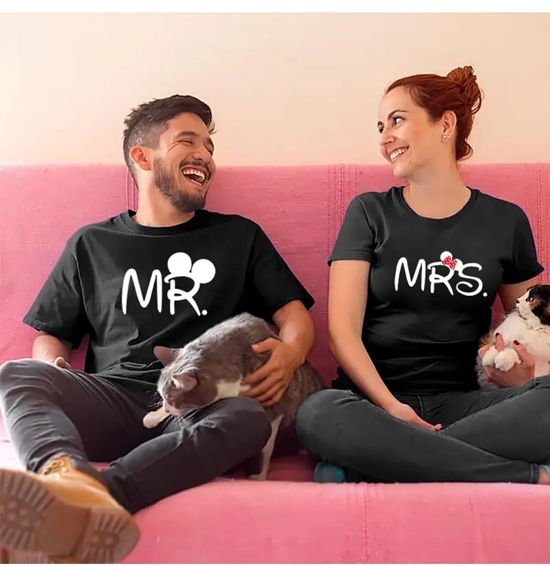 Mr mrs/парные футболки для влюбленных, одежда для жены, Одежда harajuku, одинаковая Женская одежда с надписью love camisetas verano mujer, летняя одежда