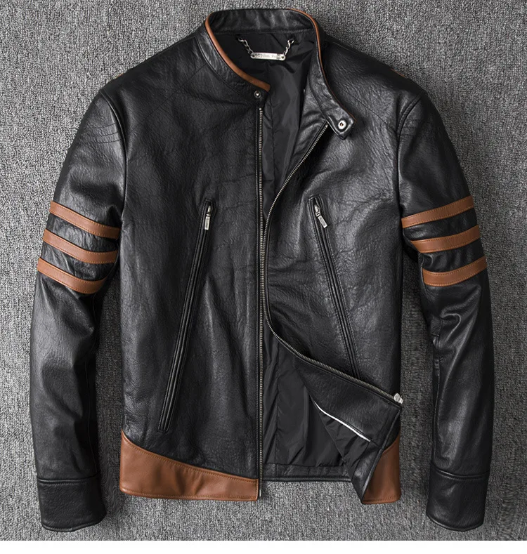 

Men's Genuine Leather Jacket Men Motorcycle Pilot Bomber Jacket Sheepskin Leather Mens Aviator Coat