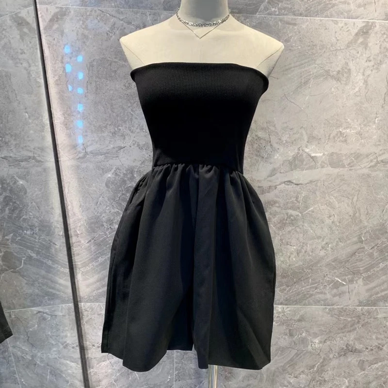 

High Quality Womens Fashion Bodysuits Playsuits Summer Black White Knitted Tube Top Solid Color Jumpsuit Women Clothing