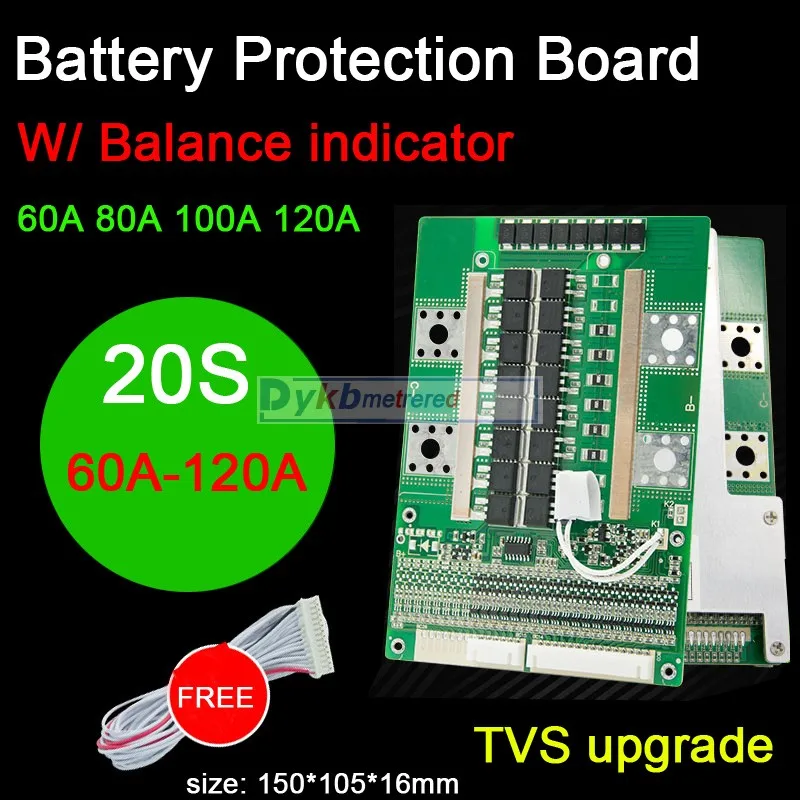 DYKB 20S 72V 60V Lifepo4 3 2 V li-ion 7 литиевая батарея Защитная плата BMS 60A 80A 100A 120A W светодиодный