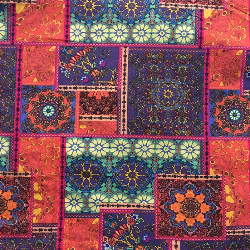 Ткань из хлопка и льна в богемном стиле с изображением мандалы для домашнего