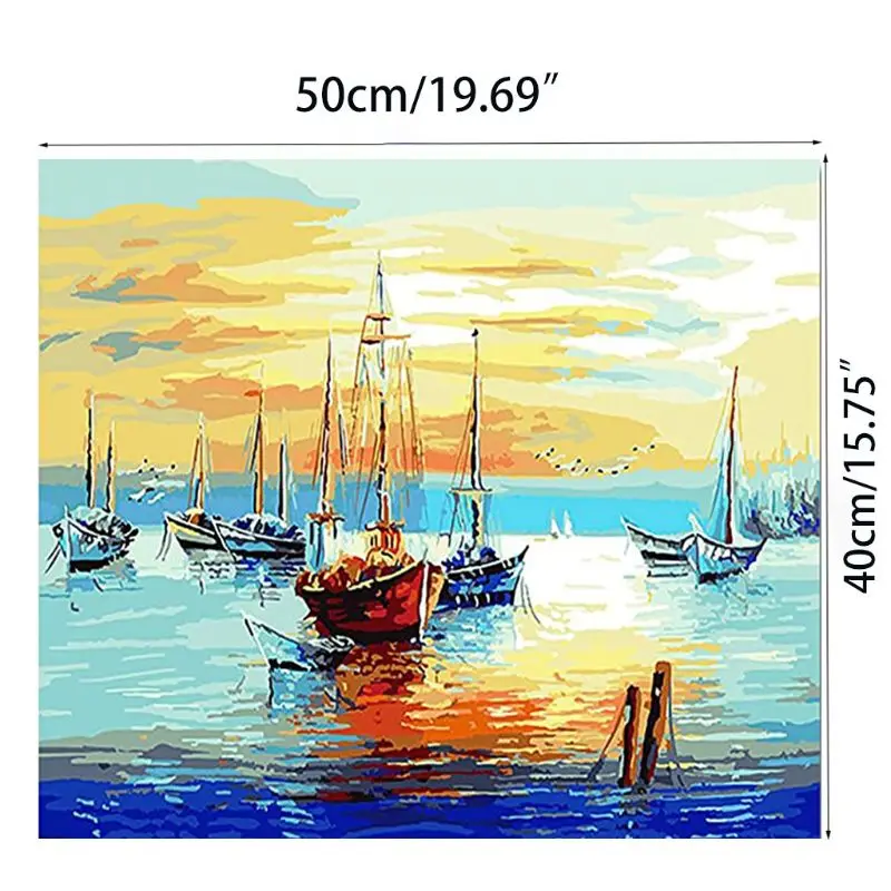 

Sailboat DIY Digital Oil Painting By Numbers Canvas Wall Picture Hand Painted Home Decor for Adults Beginner