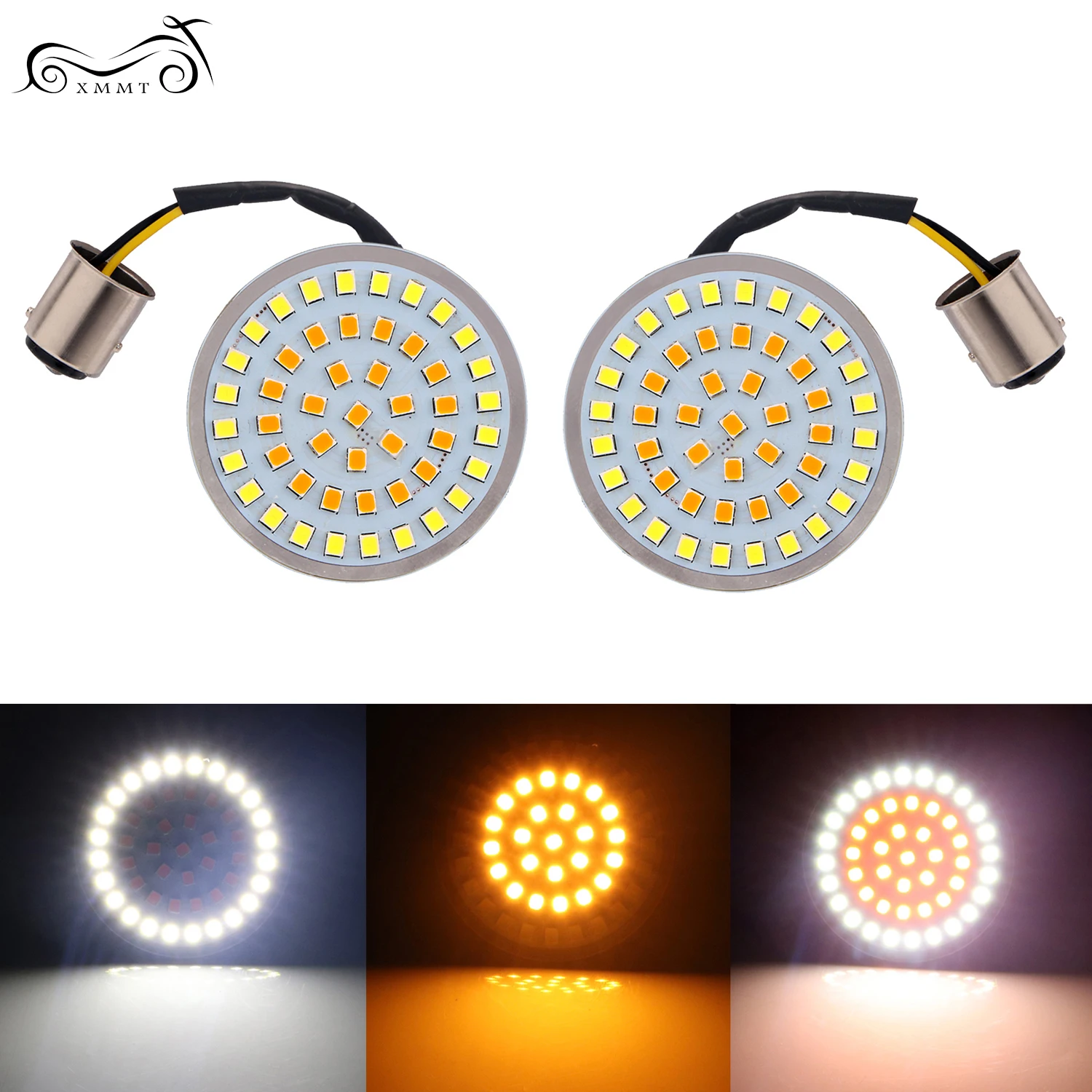 Motorcycle 2&quot Bullet Style White/Amber 1157 LED Inserts Turn Signal Light Panel For Harley Sportster Softail Touring Dyna |
