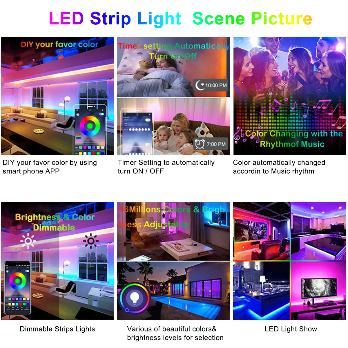 

Muziek Sync Rgb Kleur Veranderende Slimme Led Strip 12V 5050 Smd 2835 Neon Tape Diode Bluetooth Controle Led-verlichting voor
