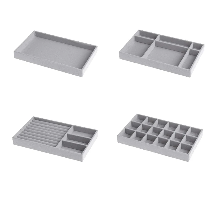 

AT69 -Jewelry Tray Storage Box Stackable, 4 Pcs/Set Drawer Storage Box, Removable Bracelet Earring Display Necklace Storage