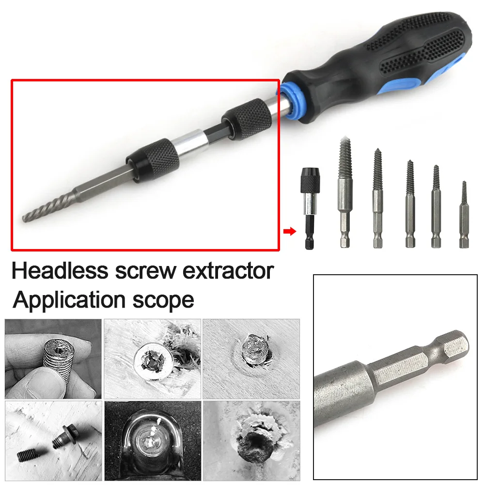 

6pcs/set Speed Out Hand Tool Guide Broken Bolt Remover Drill Bits Damaged Screw Extractor Portable Durable Accessories Stud
