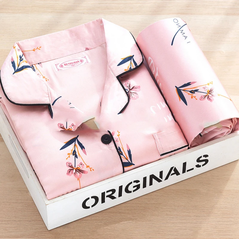 Women's sleepwear Faux Silk Satin Pajamas Set Nightwear Long Sleeve Pajamas Home Clothes Set For women Sleeping Shirt Home Wear