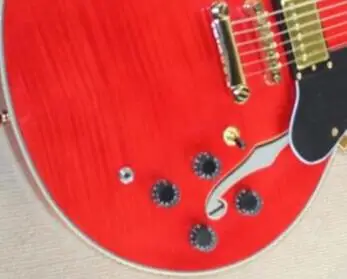 

Китайская гитарная фабрика под заказ Новая электрическая гитара с полым корпусом красного цвета джазовая гитара Золотая фурнитура Бесплат...