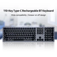 bk9803 bluetooth type c rechargeable wireless 110 key keyboard mini wireless computer keyboard for android windows ios mac os