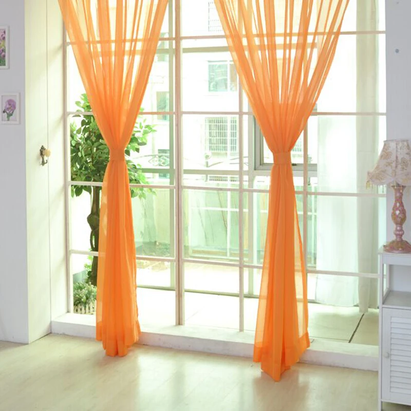 

Colorful Tulle Voile Door Casement Curtain Drape Panel Sheer Scarf Divider For Living Room Decoration Curtain Home Textile