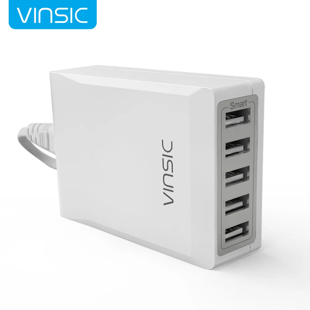 Vinsic 5 ports 40W USB зарядное устройство Smart power настольный адаптер для iPhone Xiaomi samsung