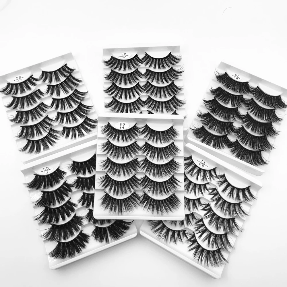 

5Pairs 8D Faux Mink Hair False Eyelashes Thick Long Natural Eye Lashes Faux Cils Maquillaje Wispy Makeup Beauty Extension Tools