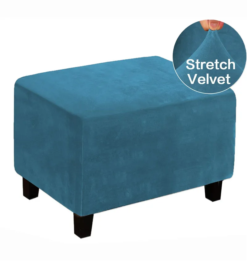 

Elastic Plush Ottoman Footstool Cover Stretch Sofa Pleda Case Protector Ottoman Slipcover Washable Sofa Foot Rest Stool Covers