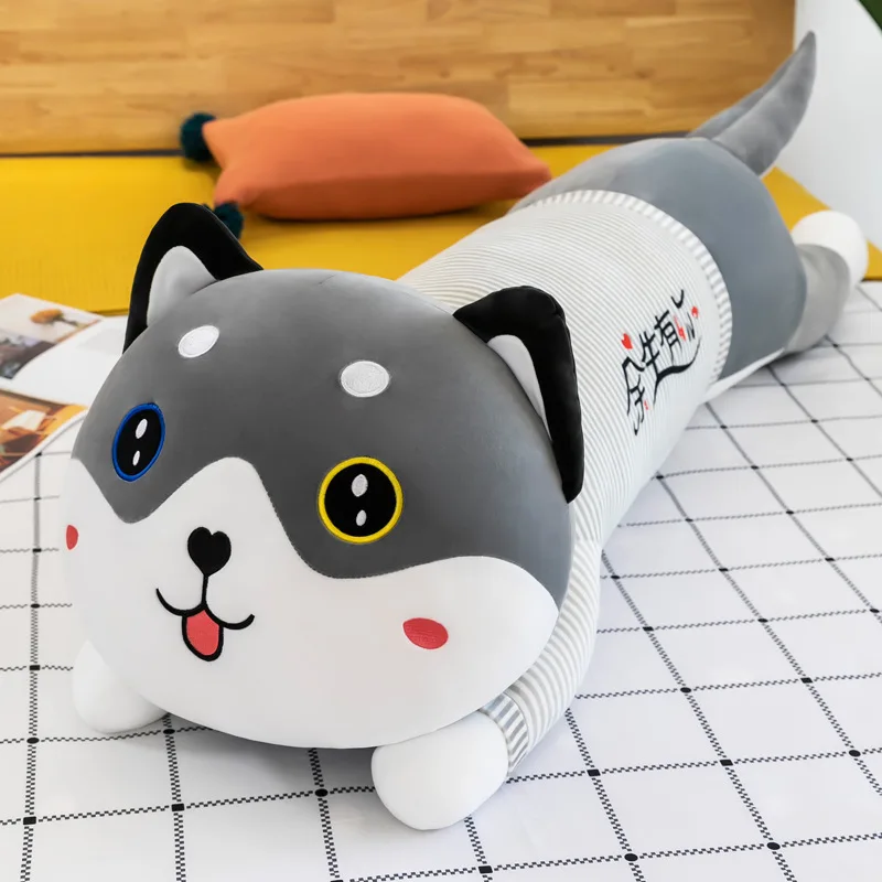 

130cm Cute Animal Dog Long Pillow Stuffed Husky Plush Toys Soft Sleeping Cushion Doll Children Kids Baby Girls Cartoon Gifts