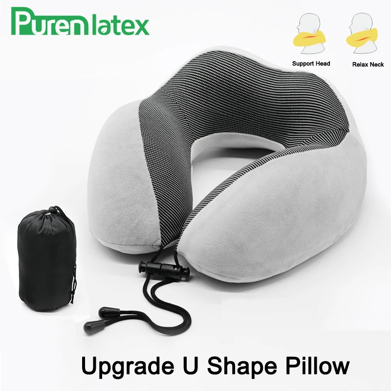 Усовершенствованная дорожная U-образная подушка PurenLatex портативная из пены с