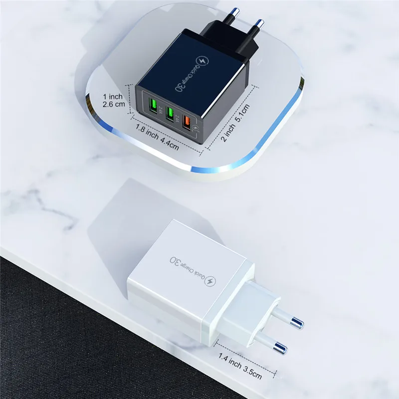 Зарядное устройство с 3 USB-портами и поддержкой быстрой зарядки 0 А мобильный