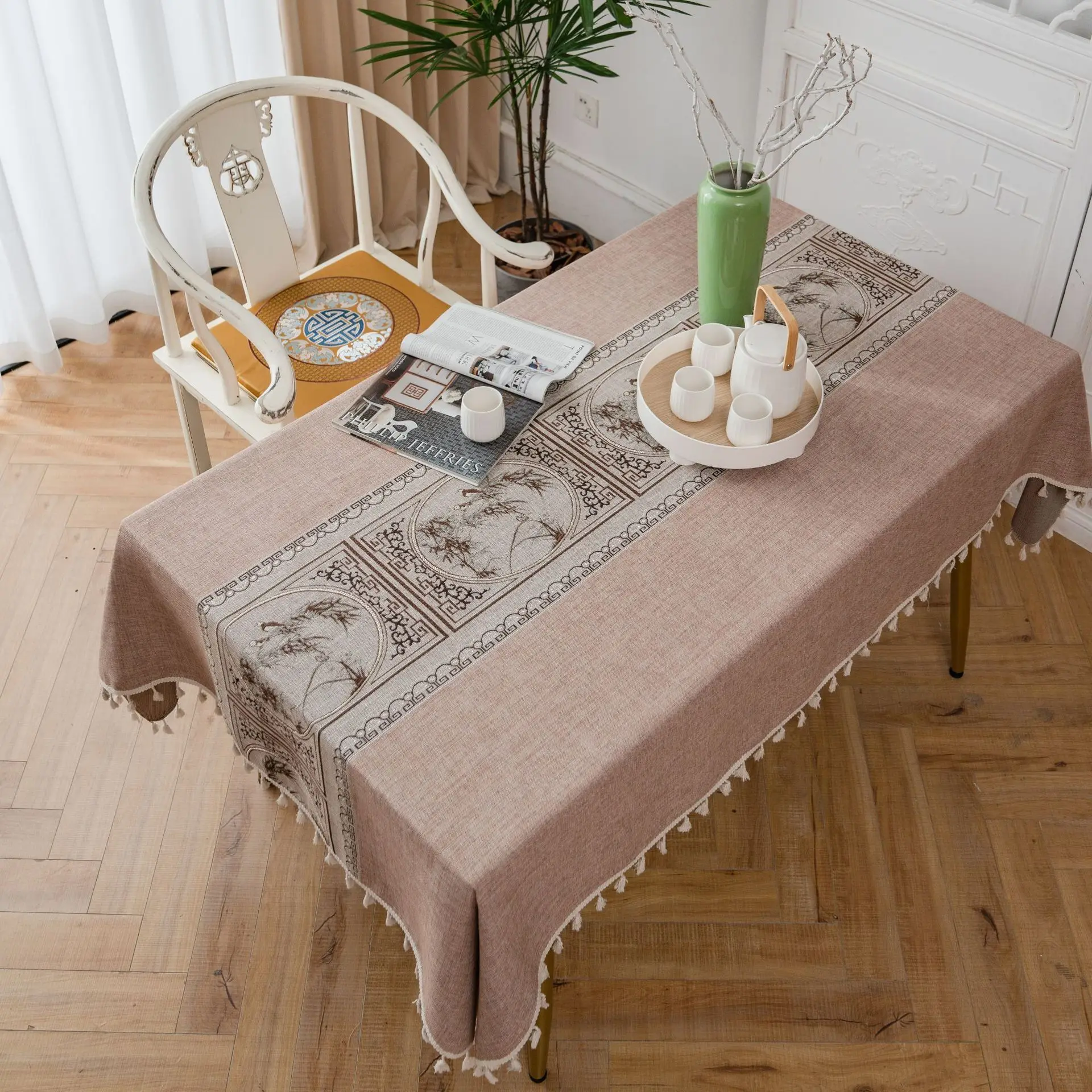 

1PCS Polyester Country Style Tablecloth Table Runner Jacquard Table Cloth Table Mat Home Party Supply