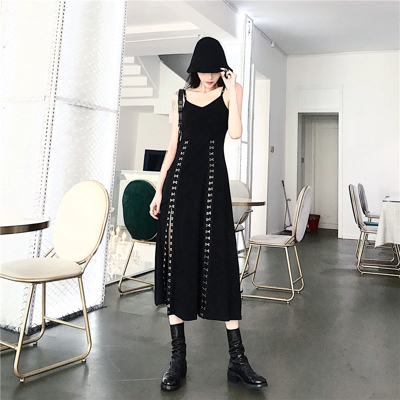 

TVVOVVIN New Autumn 2020 And Winter Straps High Waist A-line Long Dress Sexy And Hooded Full Sleeves Sweatshirt Two Pieces 4PJU