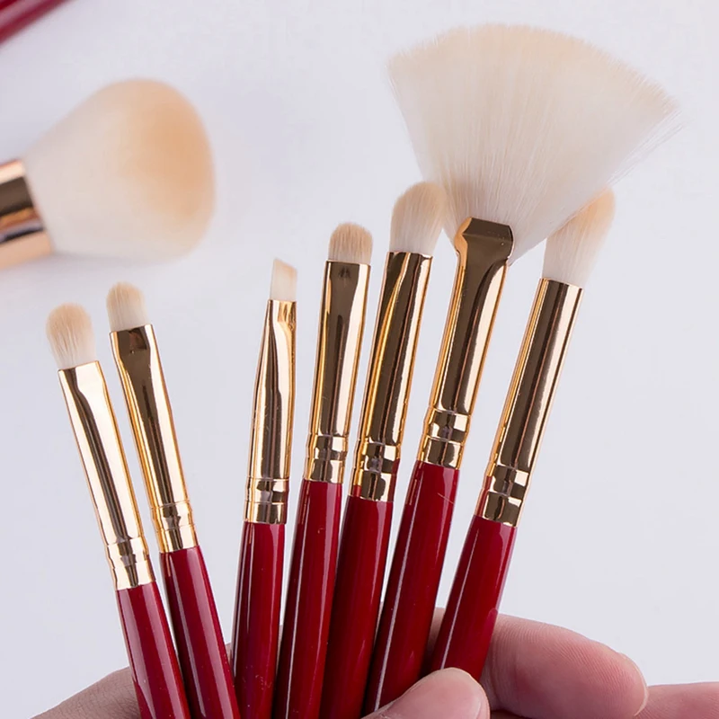 

10Pcs Makeup Brush Set Chinese Red Superfine Fibre Makeup Brush Beauty Tool Kit