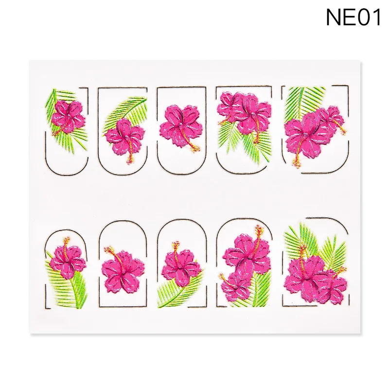 3D тисненый лак для ногтей переводные наклейки цветок лист Дерево клей Сделай Сам