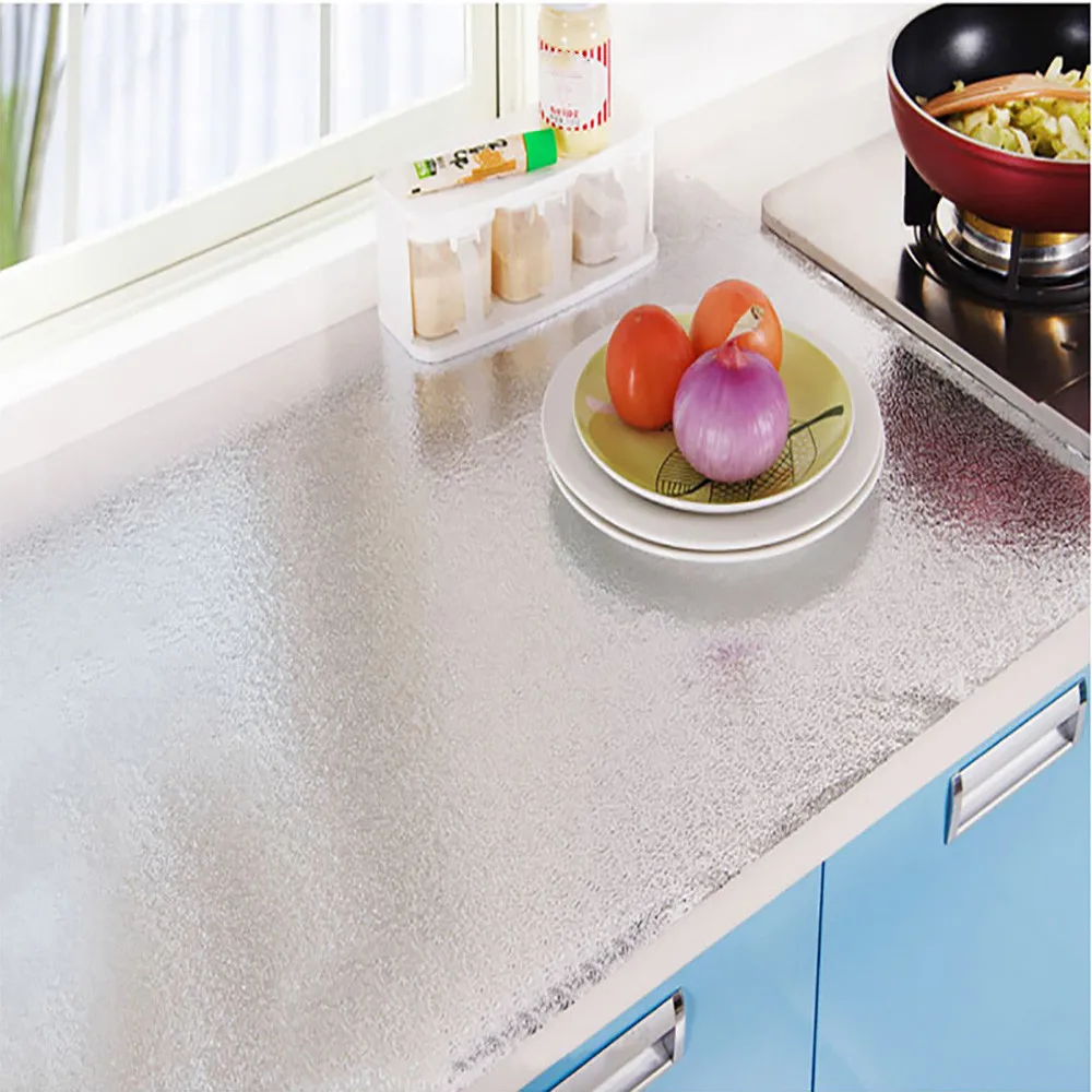 40*100cm Kitchen Oil-proof Stickers Waterproof Aluminum Foil Stove Cabinet Self Adhesive Wall Sticker Wallpaper 20MAR3 | Дом и сад