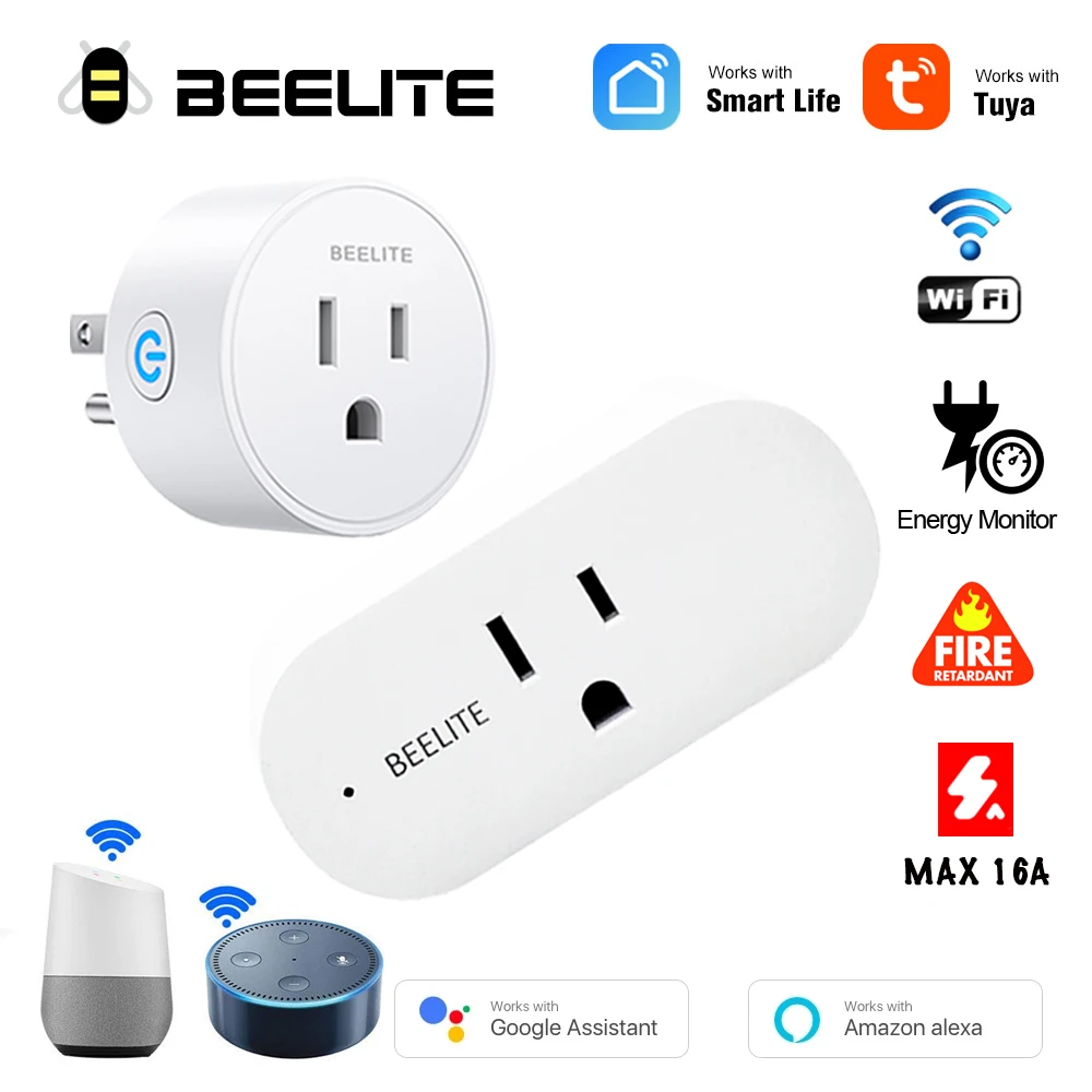 Умная вилка Beelite с Wi-Fi и таймером 10 А 16 | Электроника