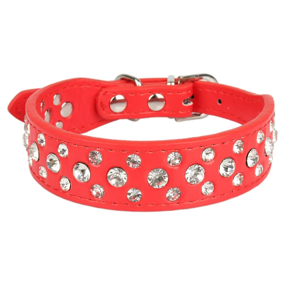 Ошейники Стразы для собак однотонный декоративный ошейник из искусственной кожи