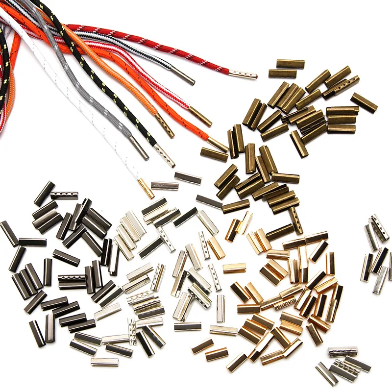 

20 pcs/set Round 4-hole Diameter 4mm Length 20mm Cap Rope Pants Rope Type Flat Metal Copper Head Shoe Laces Tail Clip 1-YMC018