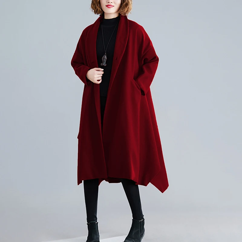 

CHICEVER Casual Loose Asymmetrical Tweed For Women Lapel Long Sleeve Elegant Office Lady Tweeds Female Fashion Clothing 2020 New