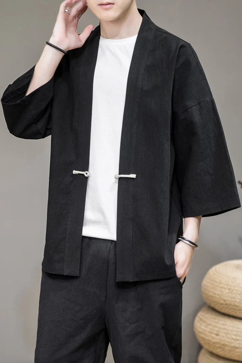 

Men Cotton Linen Vintage Casual Chemise Men Tang Suit Linen Kung Fu Wu Tang Clan China Fashion Hanfu Tops