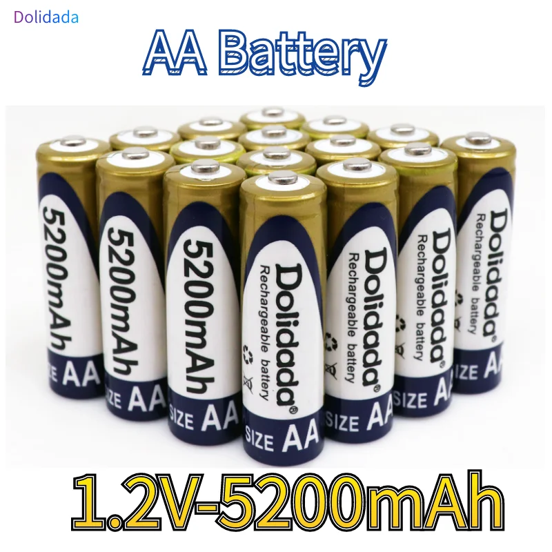 

Dolidada new battery AA 5200 mAh rechargeable battery Ni-MH 1.2V AA battery watches, mice, computers, toys in+Charger