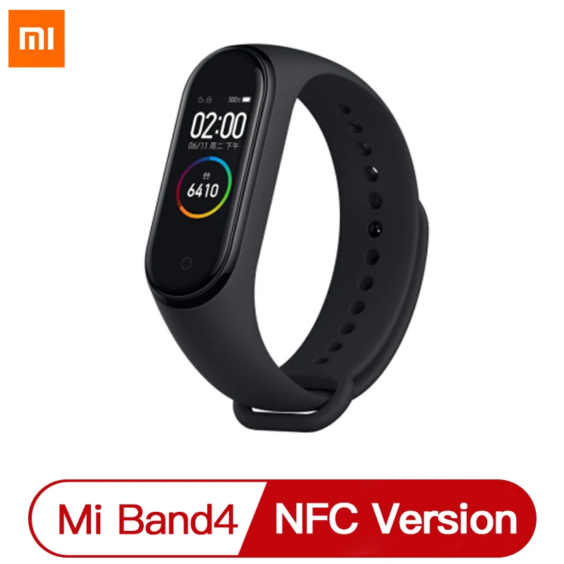 NFC Add Films Глобальная версия опционально Xiaomi mi Band 4 умный Браслет Пульс фитнес 135 мАч большой цветной экран Bluetooth 5,0 mi band - Цвет: NFC Add Films