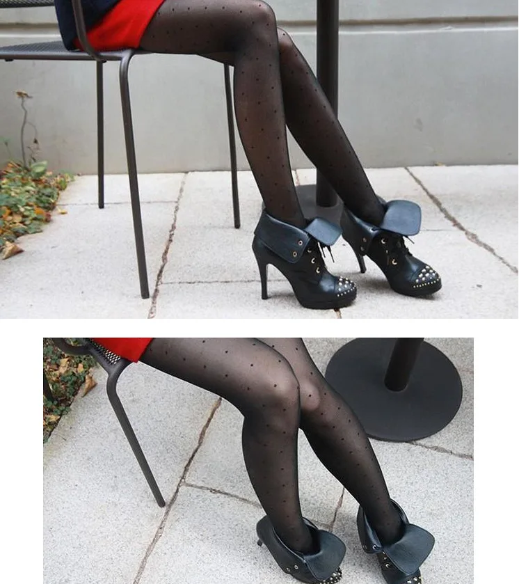 

Stitching Knee Double Stripe Sheer Tights Fashion Sexy Knee High Black Pantyhose For Women Female Spring Autumn Style Tights