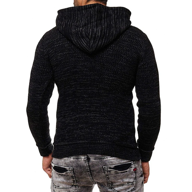 Мужской вязаный свитер с капюшоном теплый пуловер оверсайз одежда для осени и