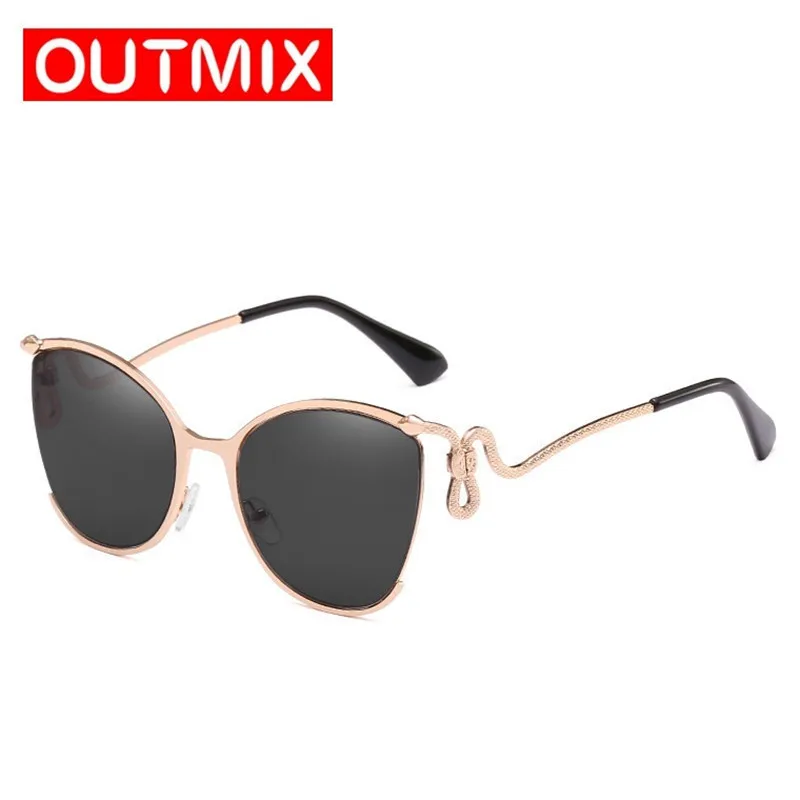 Женские солнцезащитные очки Cateye Модные Цветные зеркальные Изогнутые ноги