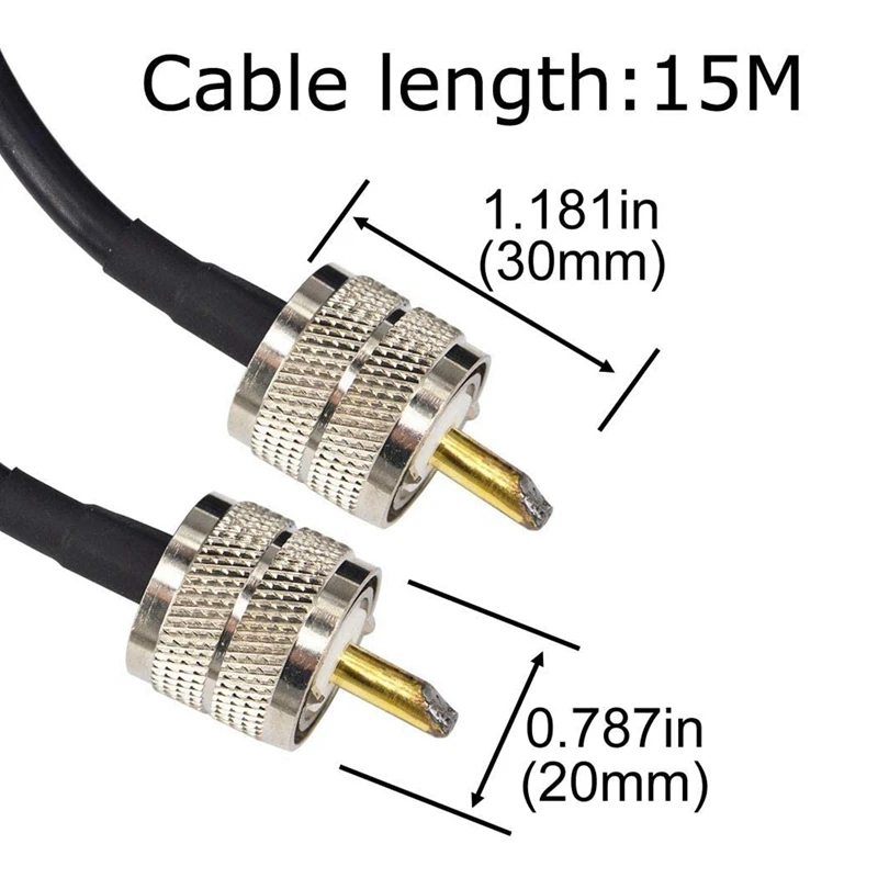 15M UHF Coaxial Cable RG58 Coax PL259 50 Ohms CB Radio Antenna Male to Low Loss | Компьютеры и офис