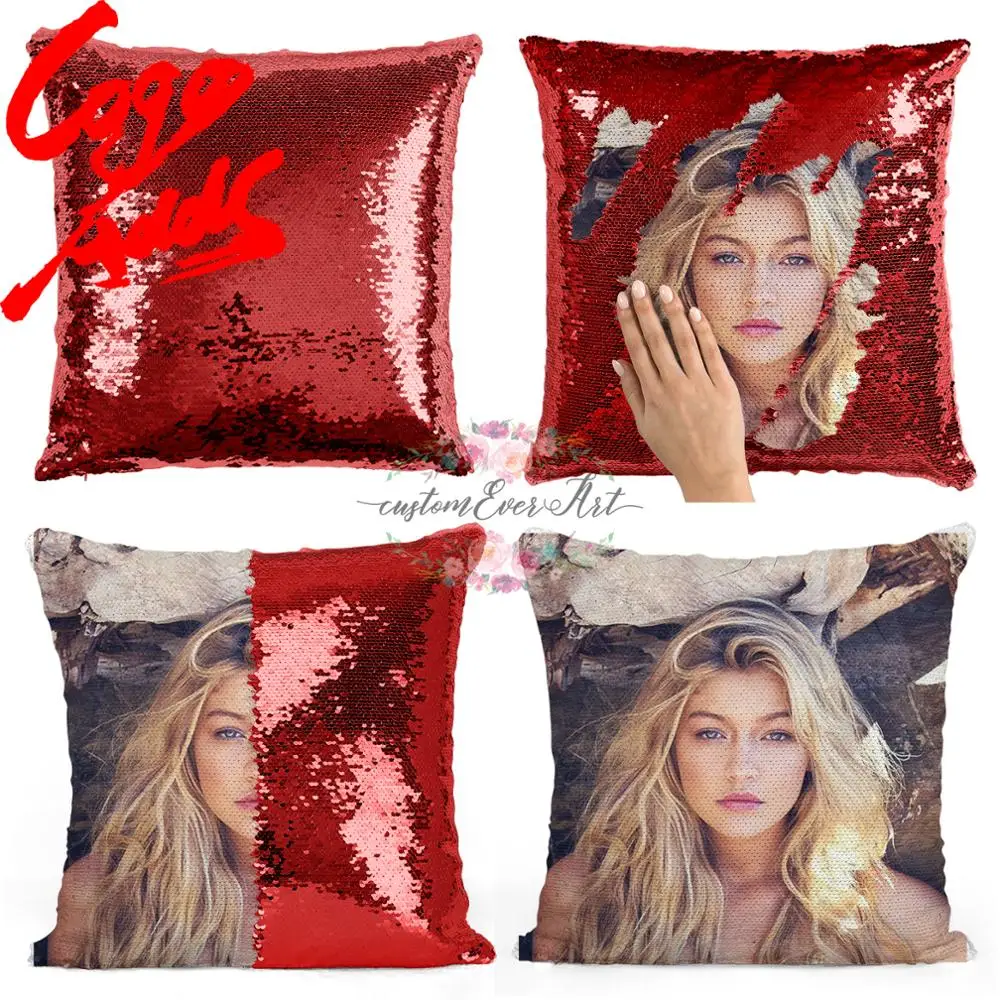 Подушка с пайетками Gigi реадий | Наволочка Двухцветная подушка Подарок для нее