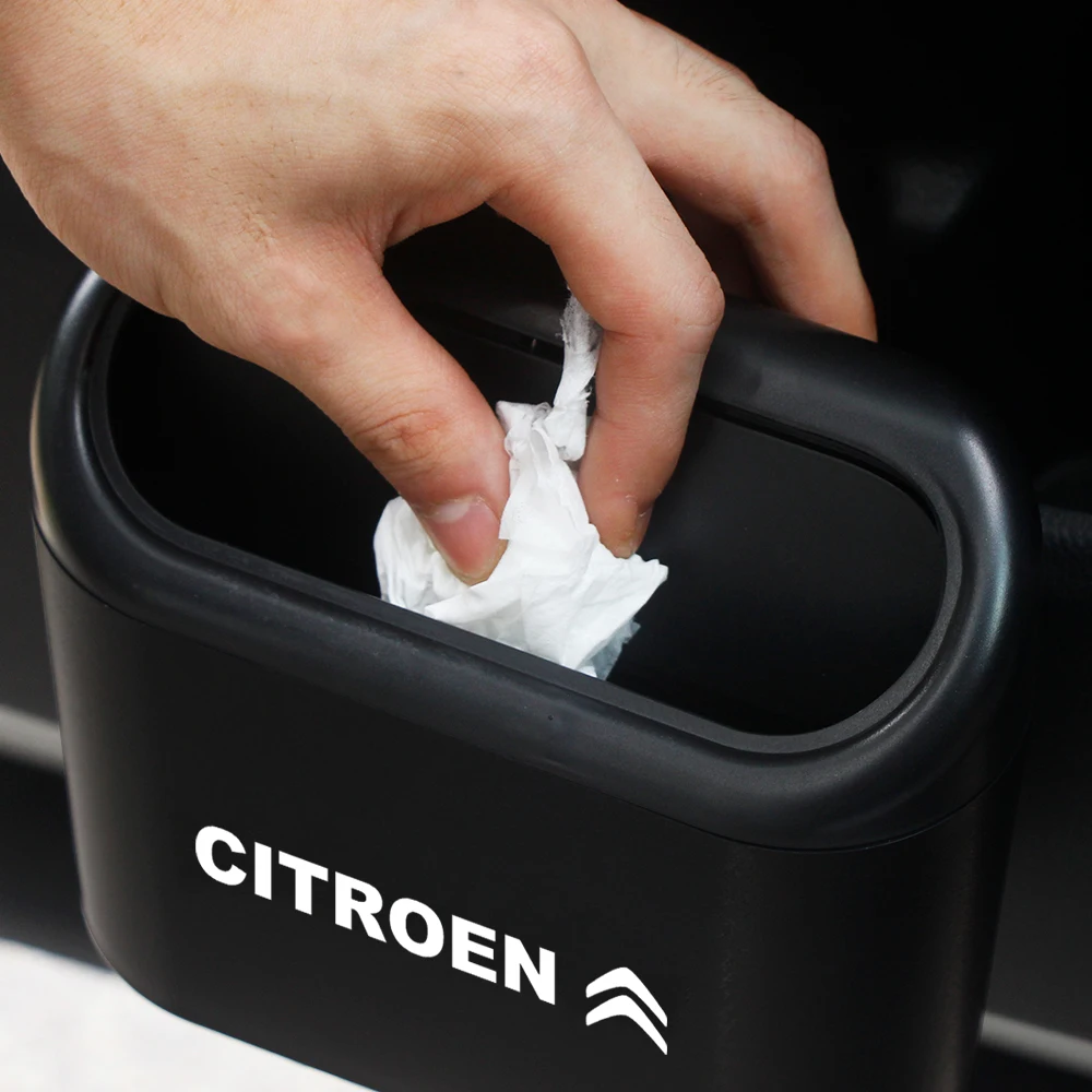 

Fit For Citroen C1 C2 C3 C4 C5 C6 C8 C4L DS3 DS4 DS5 DS5LS DS6 Car Trash Can Vehicle Storage Box Black ABS Square Garbage Bin