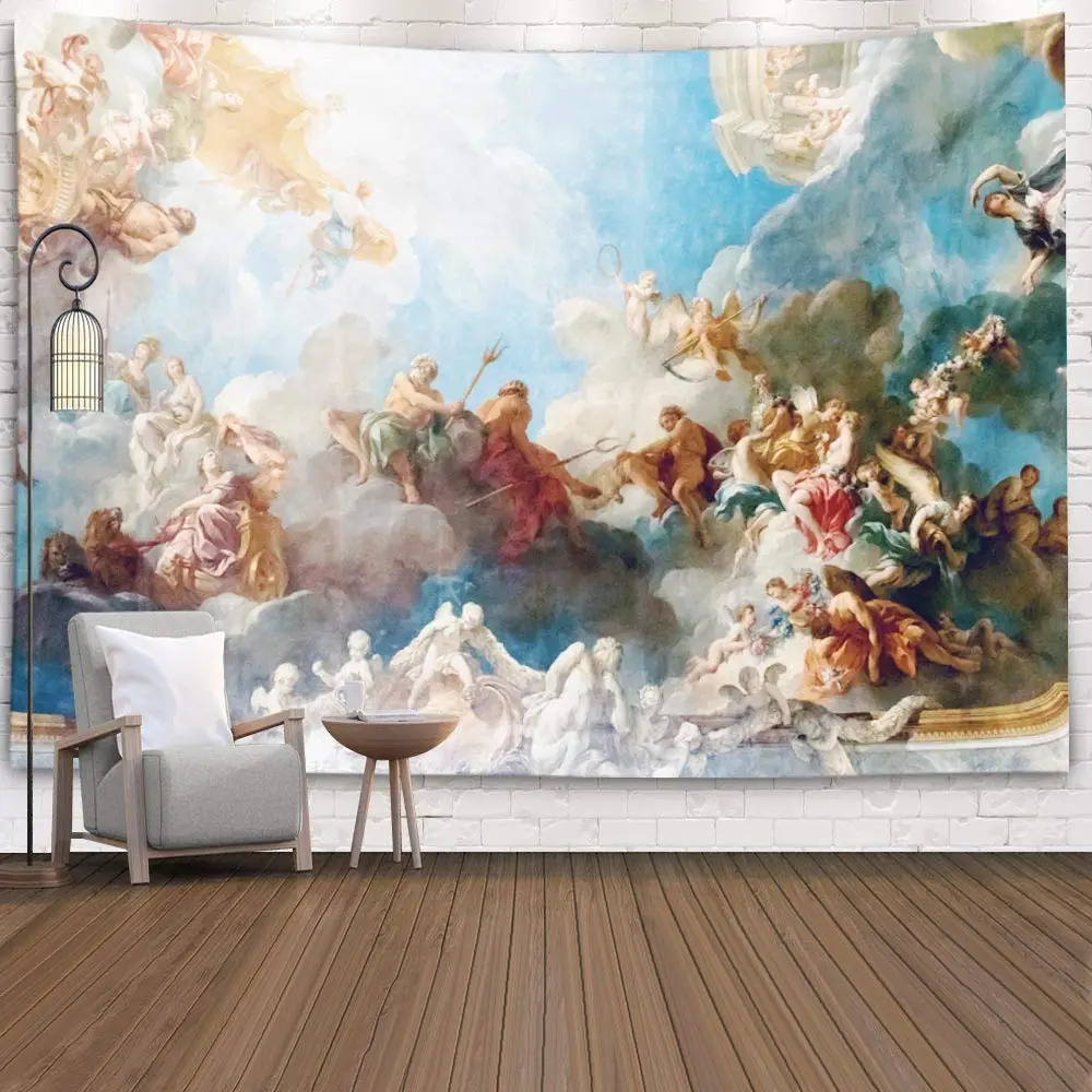 

France April 18 Ceiling Painting in Hercules Room of the Royal Chateau Versailles for Bedroom Colorful Tapestries