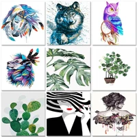 photocustom oil painting by numbers 60x75cm paint by numbers on canvas animals watercolor by numbers leaf home decor